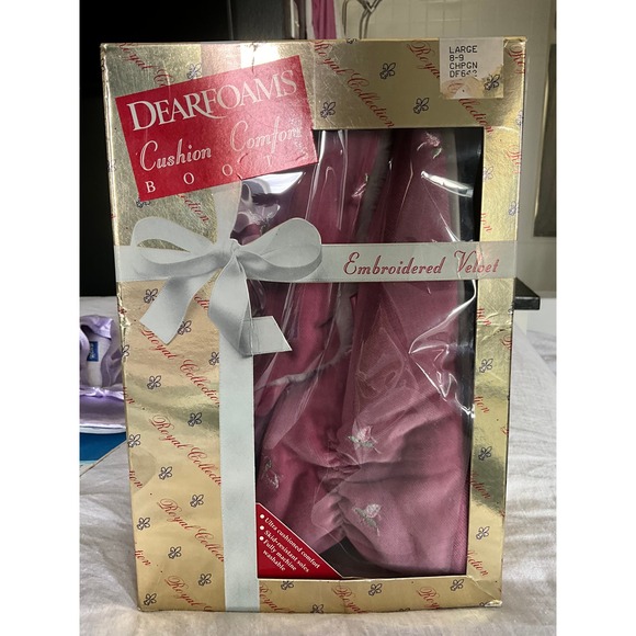 NOS DEARFOAMS Cushion Comfort 80’s BOOTS MaUvE Embroidered velvet 8-9 - Picture 7 of 9